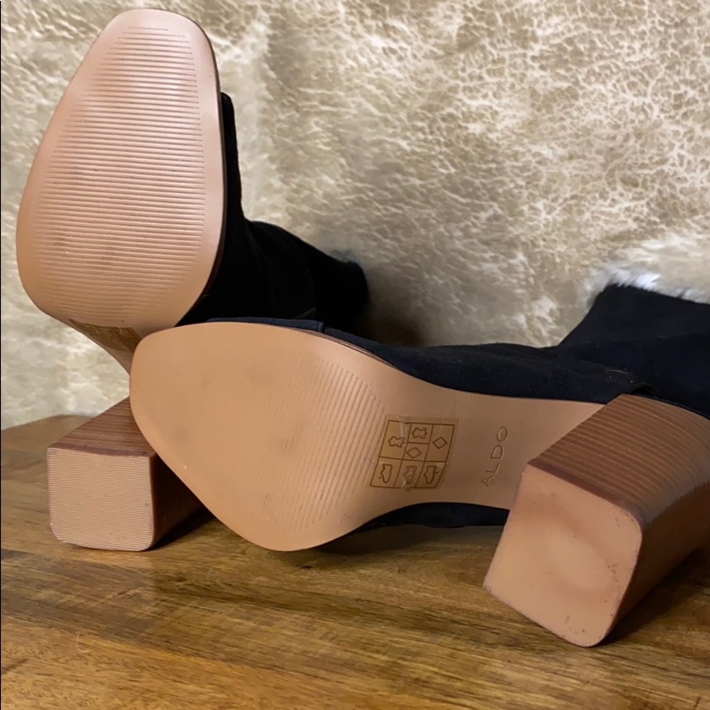 Black Suede “IBANIA” Aldo Chunky Heel Bootie - Picture 4 of 8